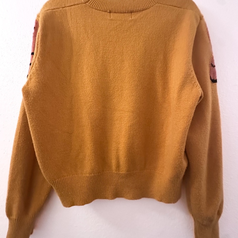 MINKPINK Mustard Sweater with Leopard Design - Picture 3 of 4
